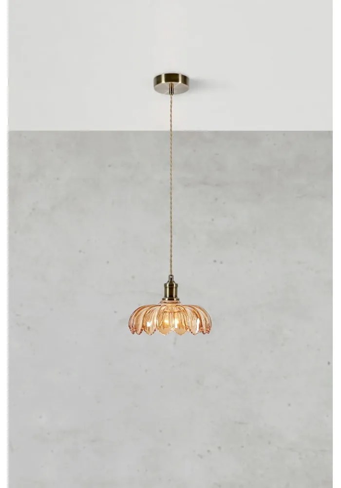 Sárgaréz színű-borostyán színű függőlámpa üveg búrával ø 25,5 cm Kurage – Markslöjd