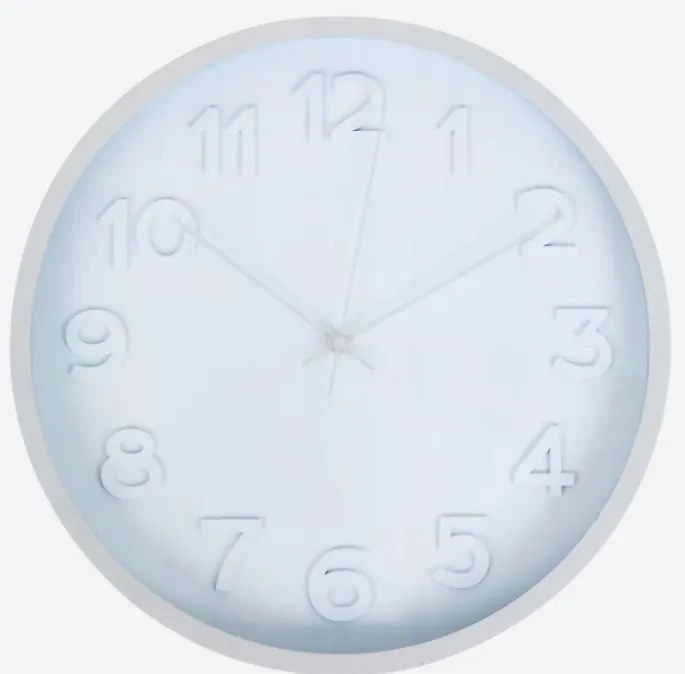 Falióra klasszikus kerek Wall clock 30x30x4cm ezüst-fehér