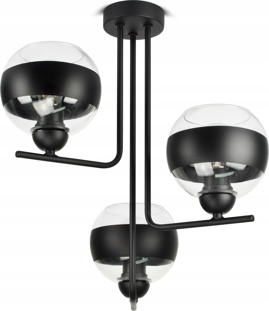 Mennyezeti Függő Lámpa Csillár Fekete Üveg Gömbök Black Belt C3 Led E27