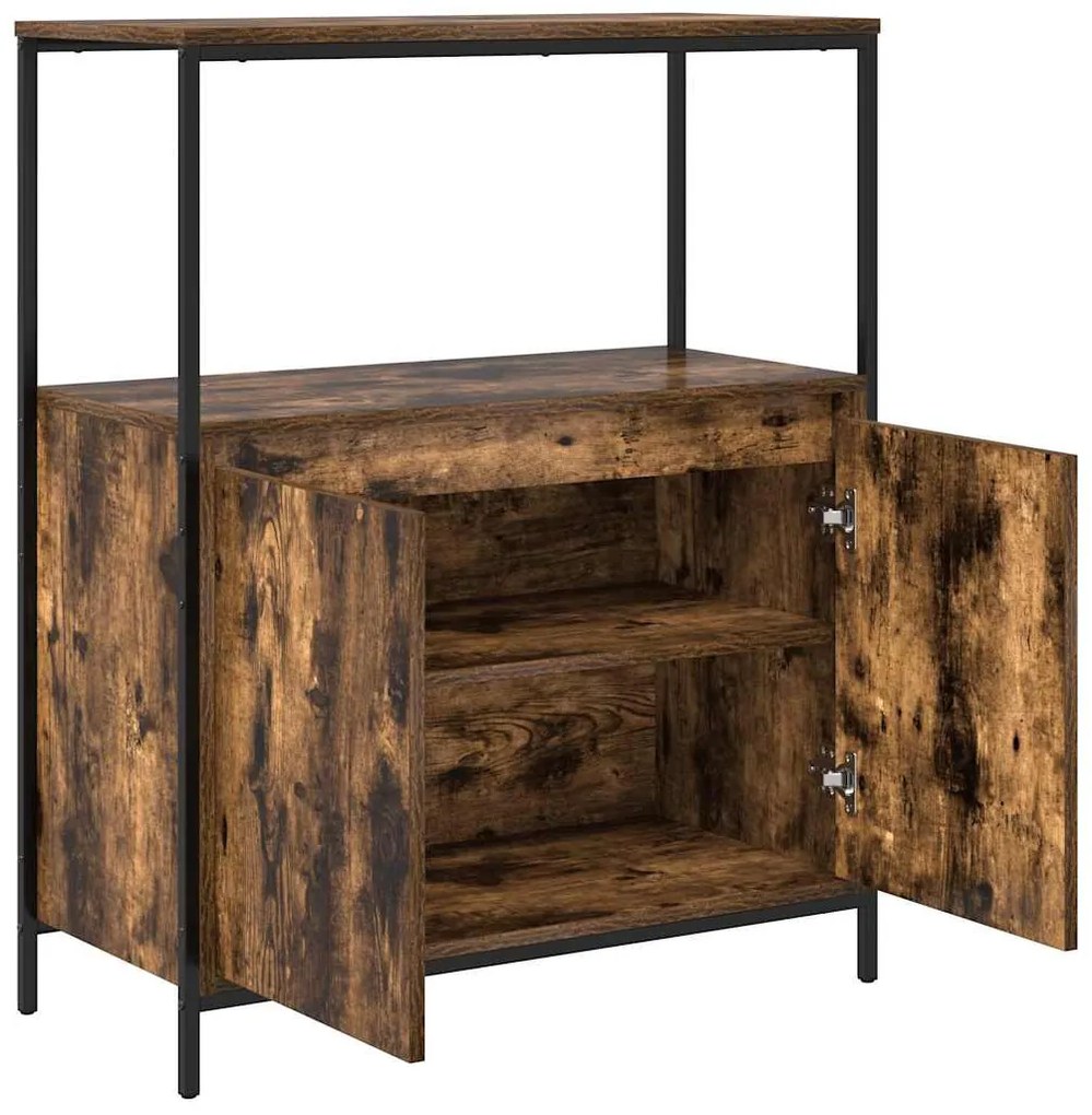 füstölt tölgy fürdőszobaszekrény polcokkal 76,5x35x95 cm
