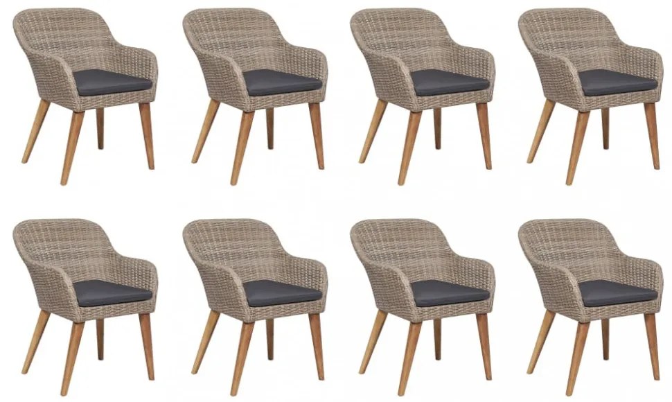 9 részes kültéri polyrattan étkezőgarnitúra párnákkal