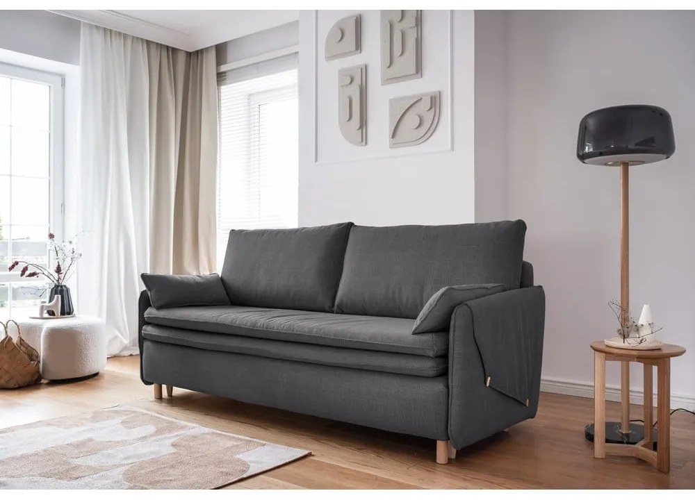 Sötétszürke kinyitható kanapé 207 cm Simon – Miuform