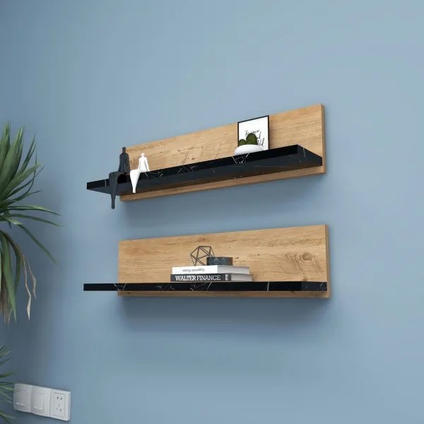 2 db SHELFIE polcszett, fenyő/fekete