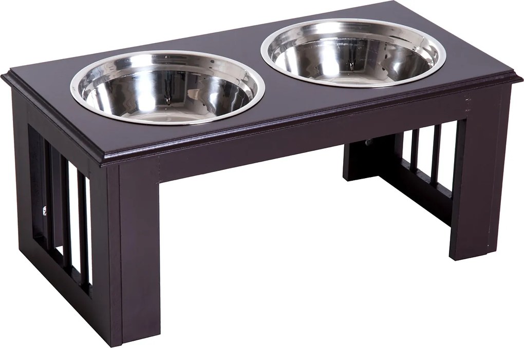 PawHut Emelt Kutya Etető Tál 2 Tállal, Víz Tál 2 x 2000ml Rozsdamentes Acél Tálak | Aosom