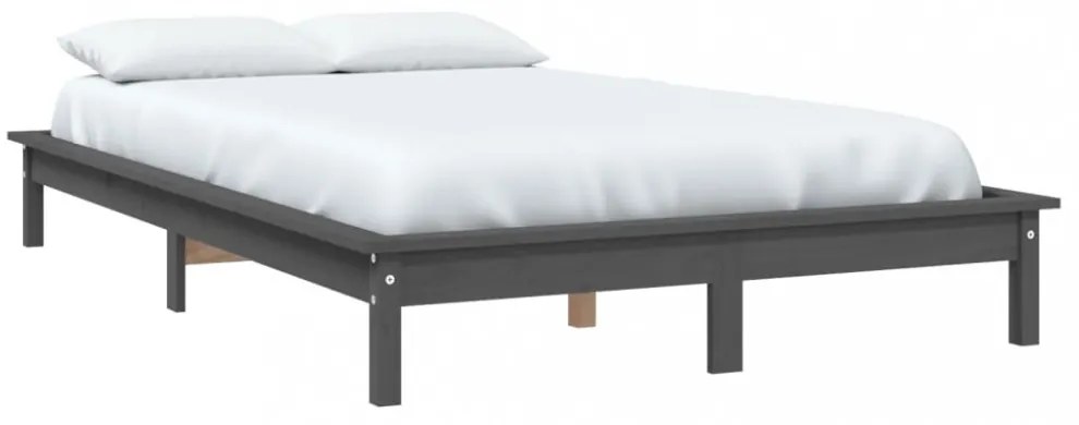 szürke tömör fenyőfa ágykeret 120 x 190 cm (Small Double)
