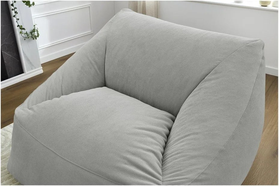 Világosszürke kordbársony babzsákfotel Lilibet – Bobochic Paris