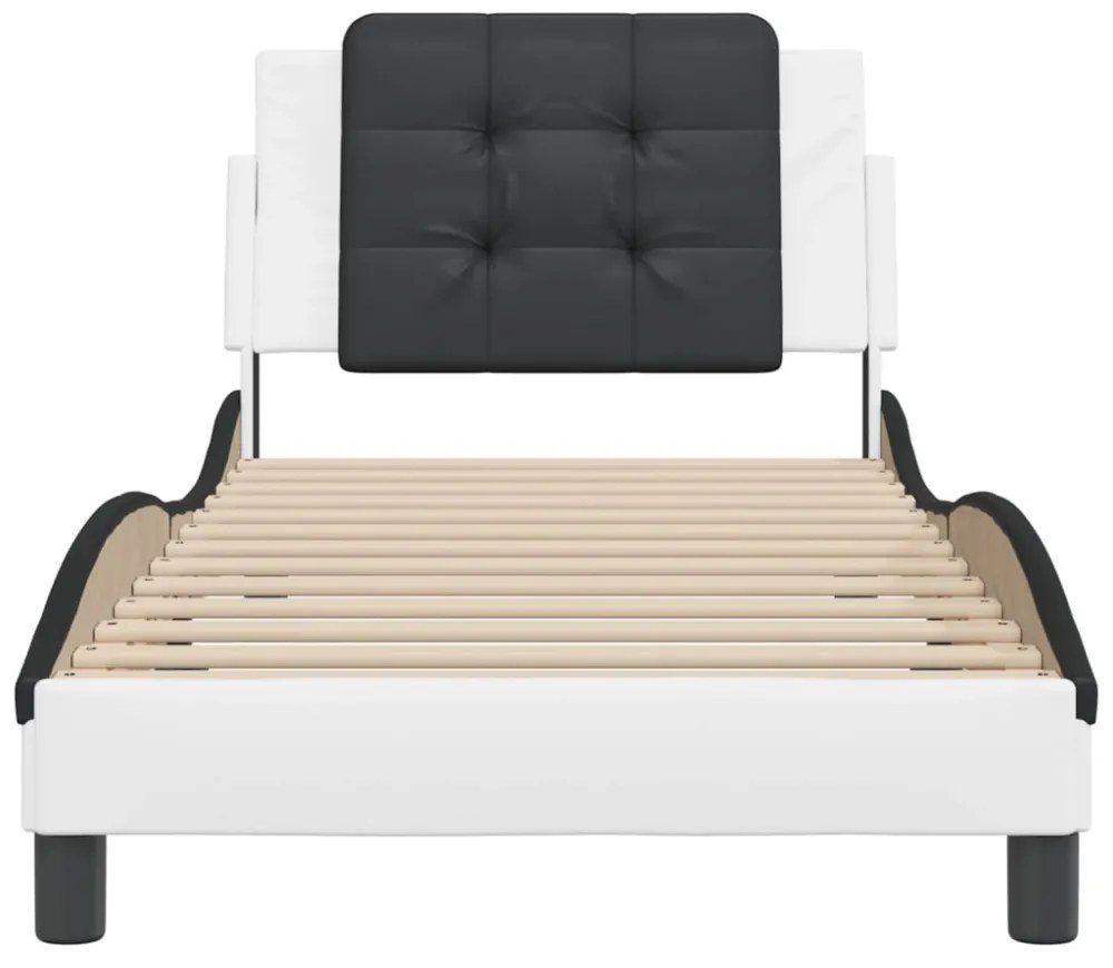 fehér és fekete műbőr ágykeret matrac nélkül Zadar 90 x 200 cm