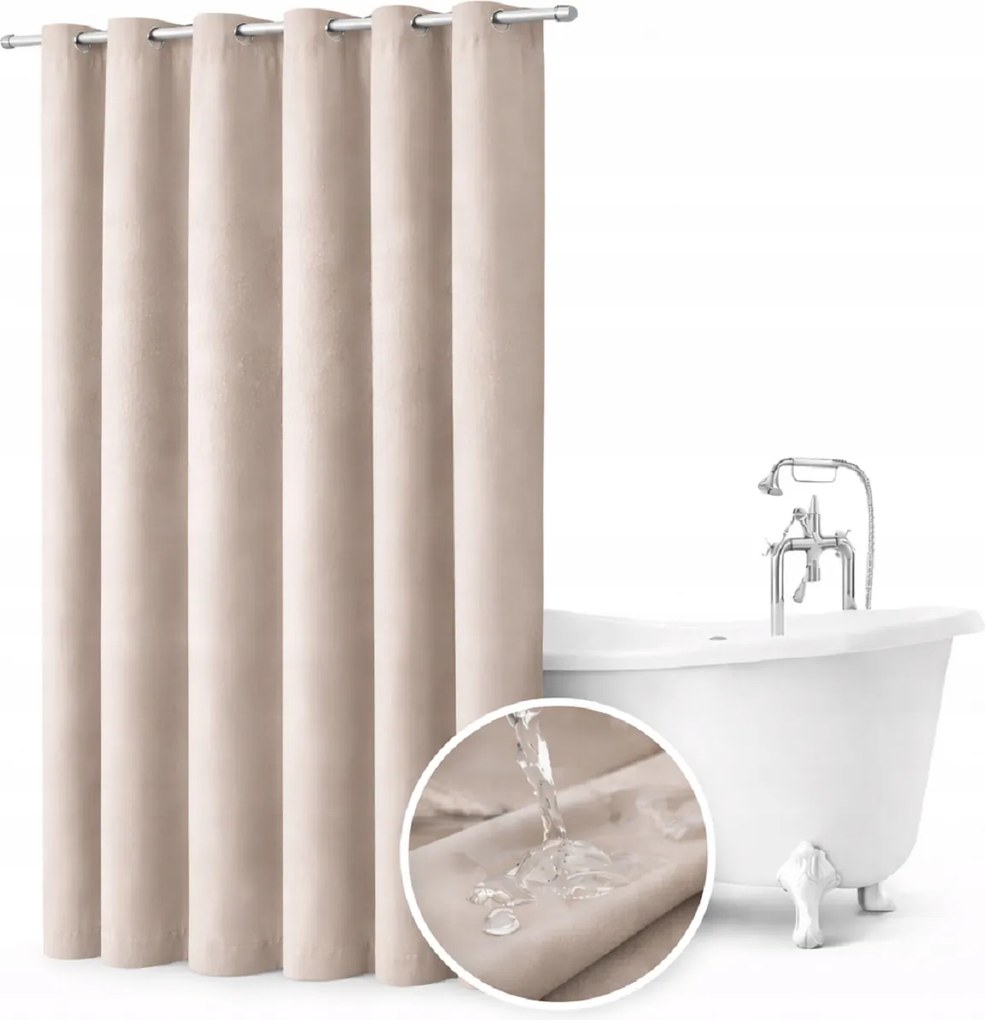 Zuhanyfüggöny 200x240 vízálló könnyű átvezetőkkel világos Bézs