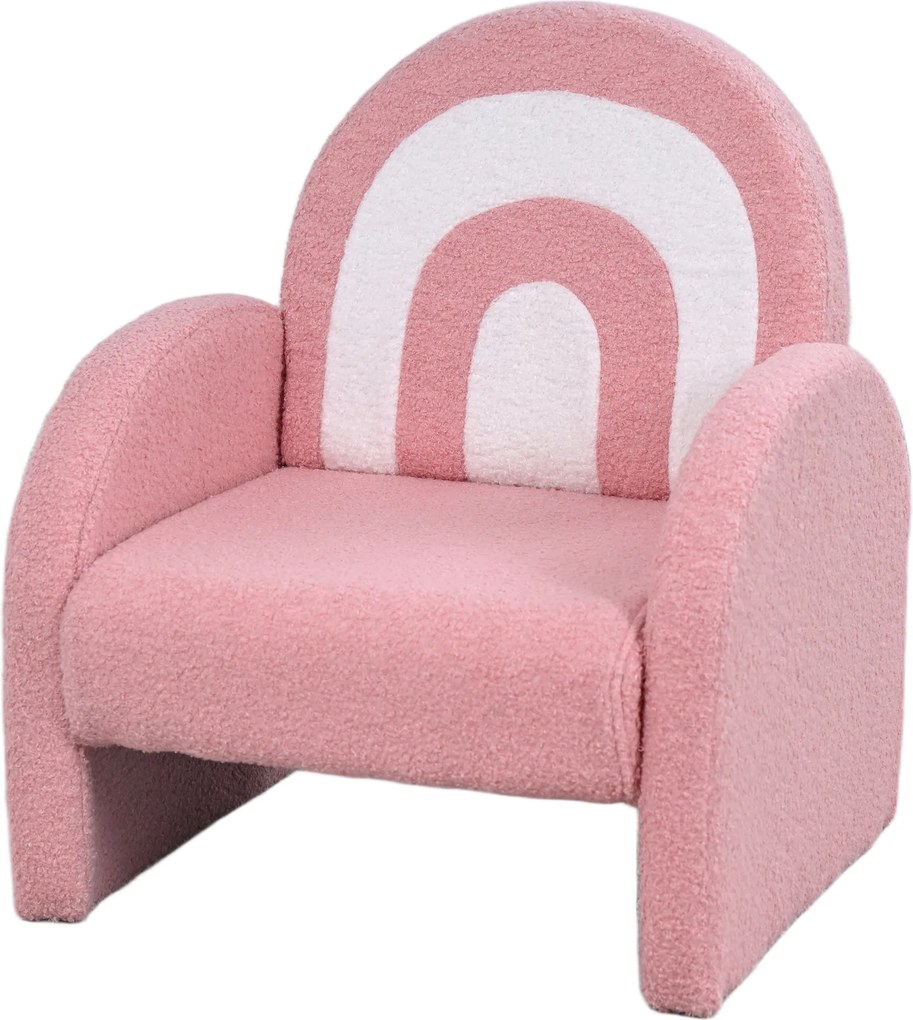 AIYAPLAY Gyermek Szék Szivárvány Alakú Hátfallal, 18-96 Hónapos Gyerekeknek, Puha Sherpa Szövet, Karfa, 45 kg Teherbírás, Rózsaszín | Aosom