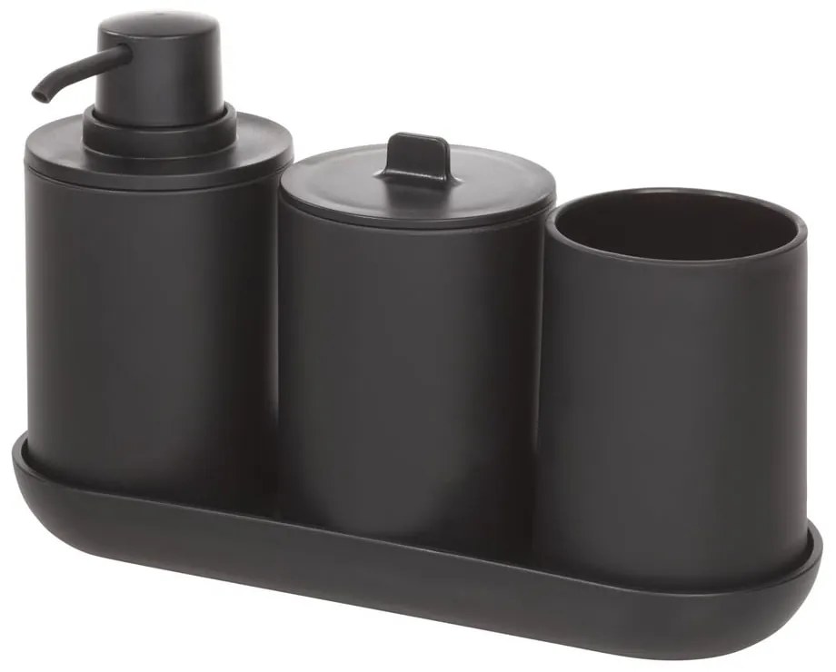 Cade Fekete szappanadagoló készlet 2 pohárral, 355 ml - iDesign
