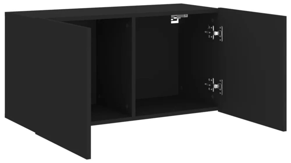 fekete falra szerelhető TV-szekrény 80 x 30 x 41 cm