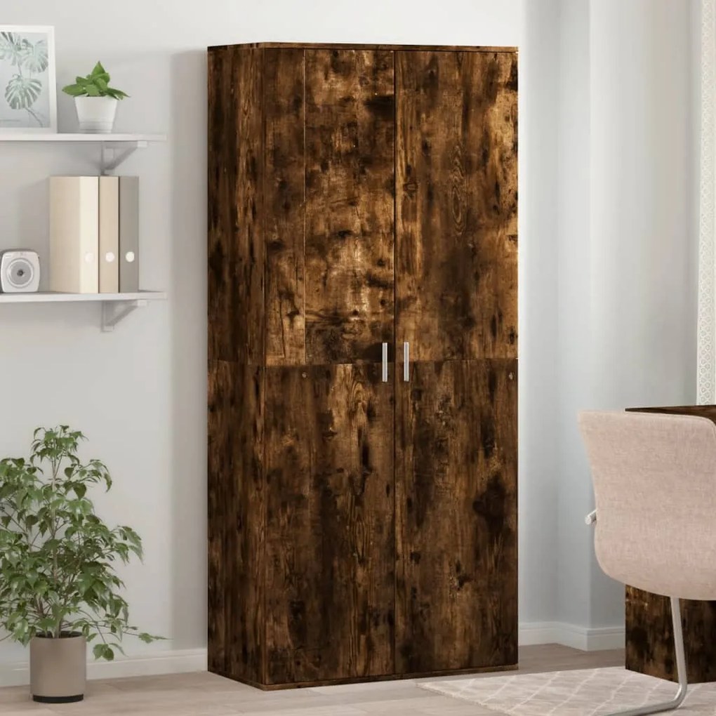 füstös tölgy színű szerelt fa cipőszekrény 80 x 39 x 178 cm