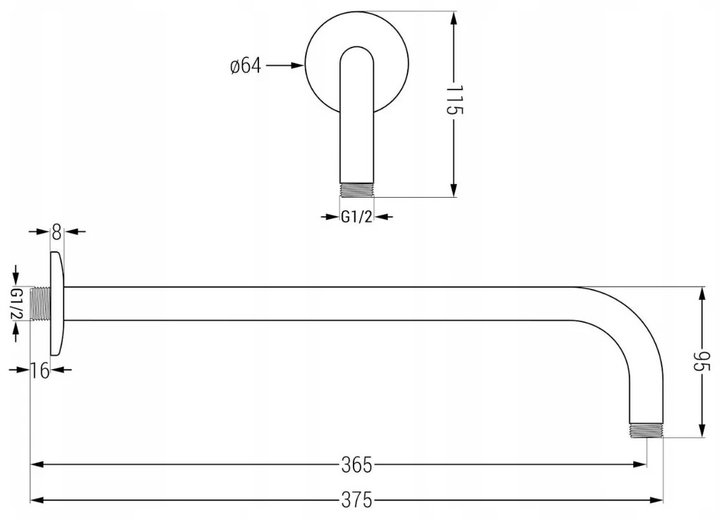 Mexen ARM szett, rejtett kar + zuhanyfej 30cm, fehér, 79230-20 + 79211-20