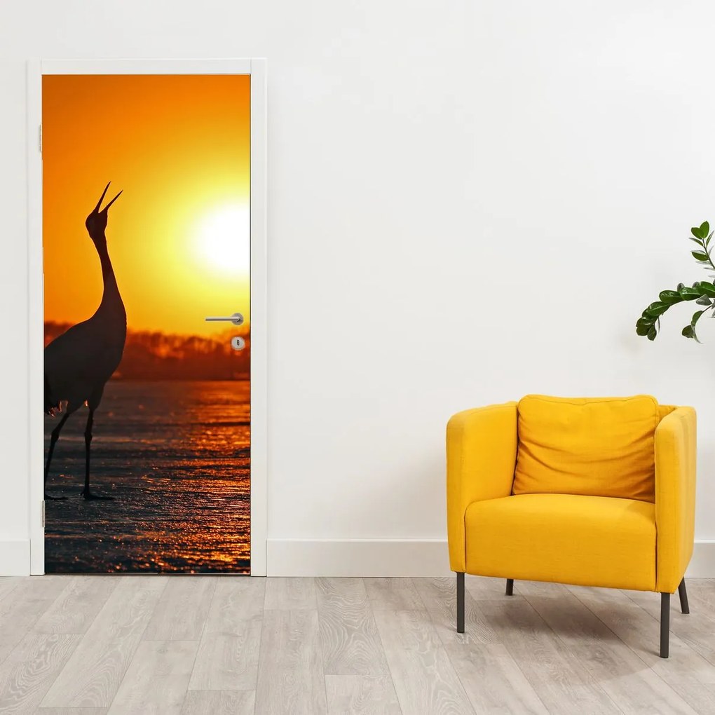 Fotótapéta ajtóra - Madarak naplementekor (95x205cm)