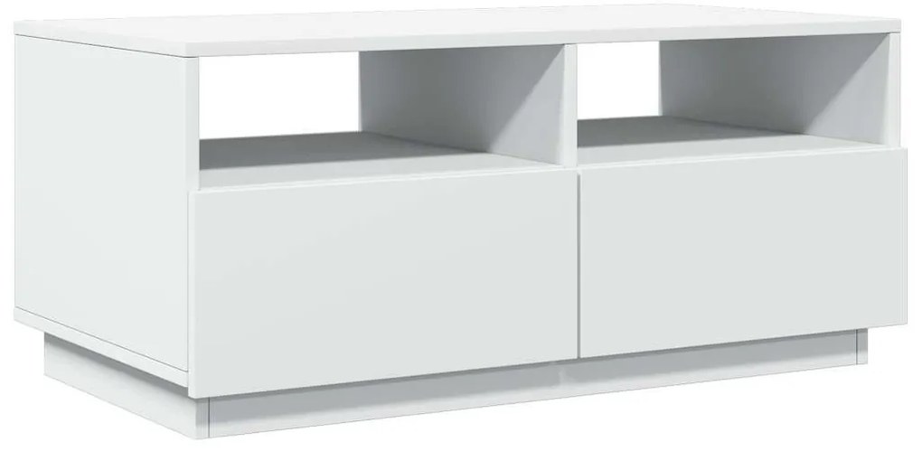 Fehér dohányzóasztal LED-lámpákkal 90x49x40 cm