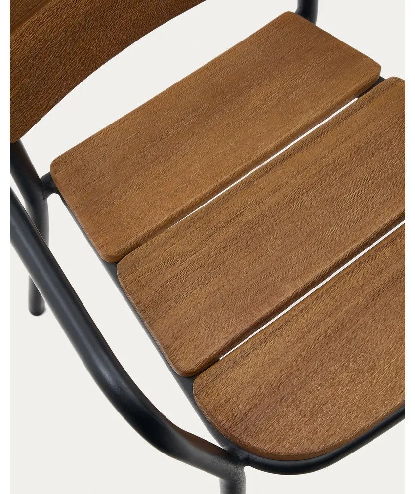 Fekete-barna tömörfa-fém kerti szék Algueret – Kave Home