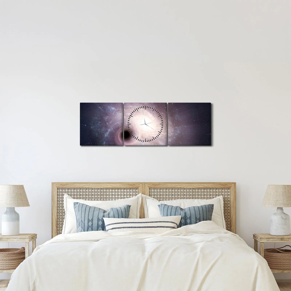 Kép - Spirálgalaxisok (órával) (90x30 cm)