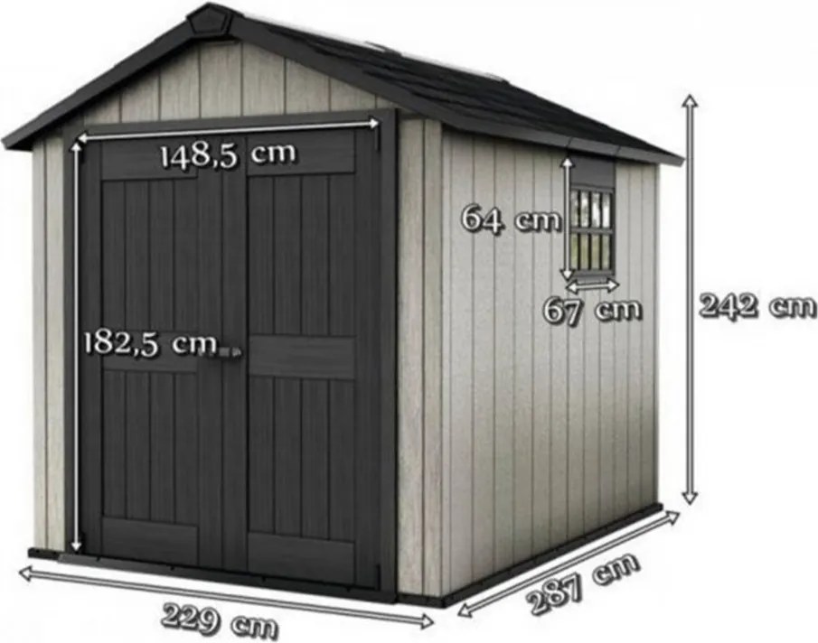 Oakland kerti szerszámos ház, barnás szürke-grafit színben
