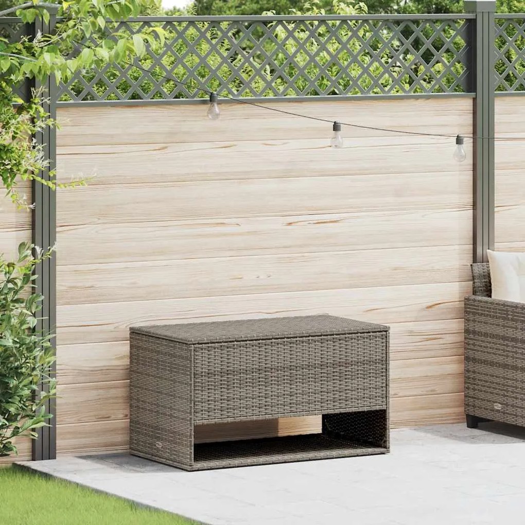 Szürke polyrattan kültéri párna doboz 100x55x55,5 cm
