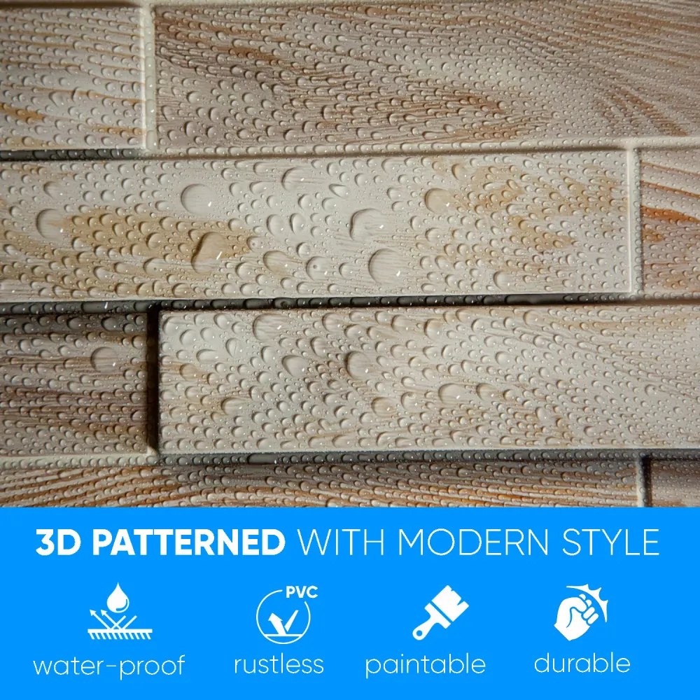 3D PVC falpanel Fehérített tölgy famintás csomag (10 db + 3 db Fix All ragasztó)