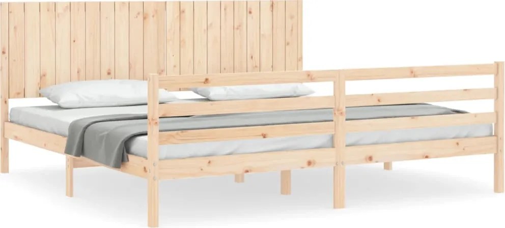 vidaXL tömör fa ágykeret fejtámlával 200 x 200 cm