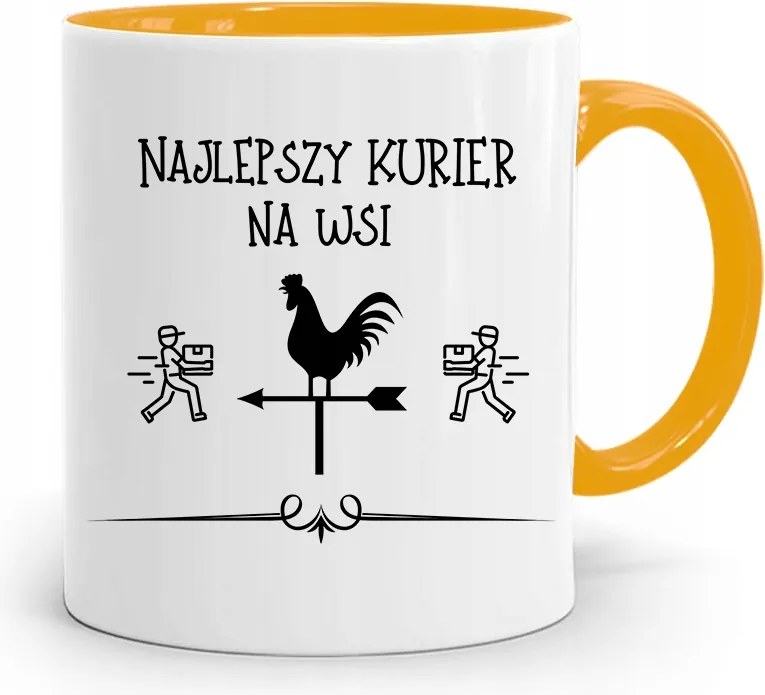 Sárga Bögre Futárnak Vidéken A Legjobb Ajándék fényképes nyomattal