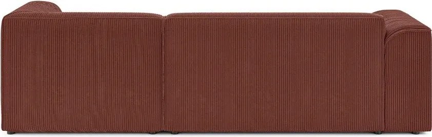 Terrakotta színű kordbársony sarokkanapé (jobb oldali-heverő résszel) Merid – Ropez