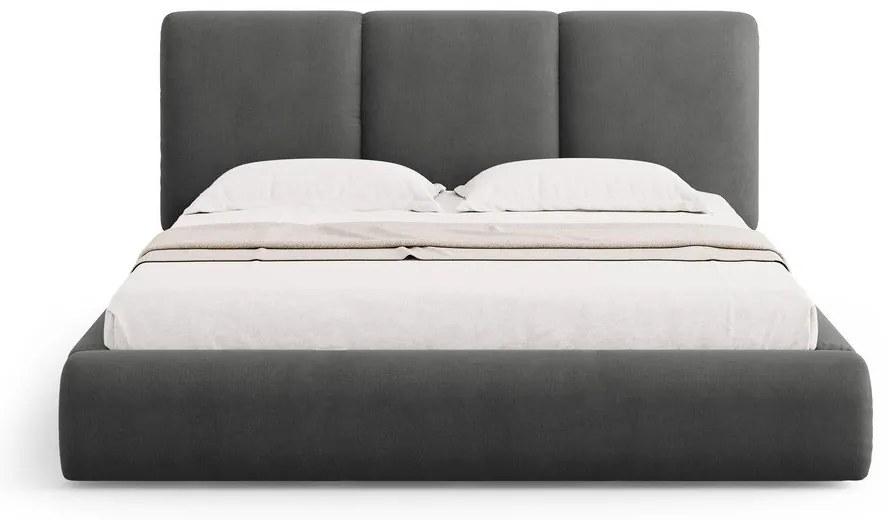 Szürke kárpitozott ágyneműtartós franciaágy ágyráccsal 180x200 cm Brody – Mazzini Beds