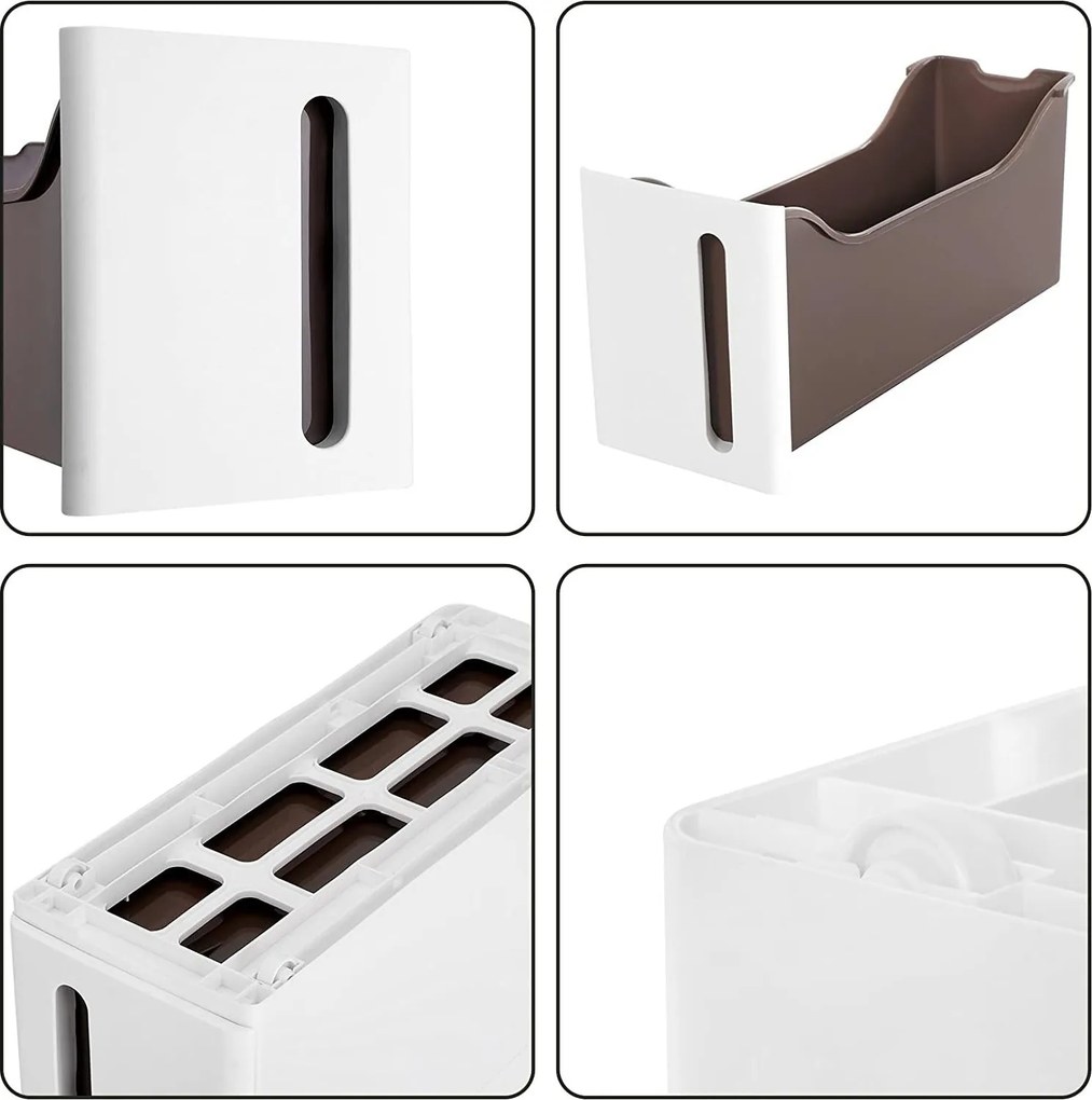 Műanyag konyhai fiókos rendszerező 4 fiókkal 45x17x83 cm, fehér-barna