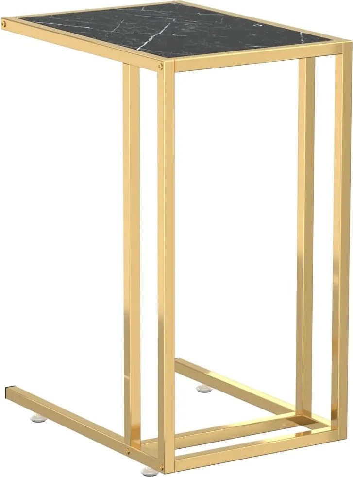 vidaXL fekete márvány edzett üveg számítógép-kisasztal 50 x 35 x 65 cm