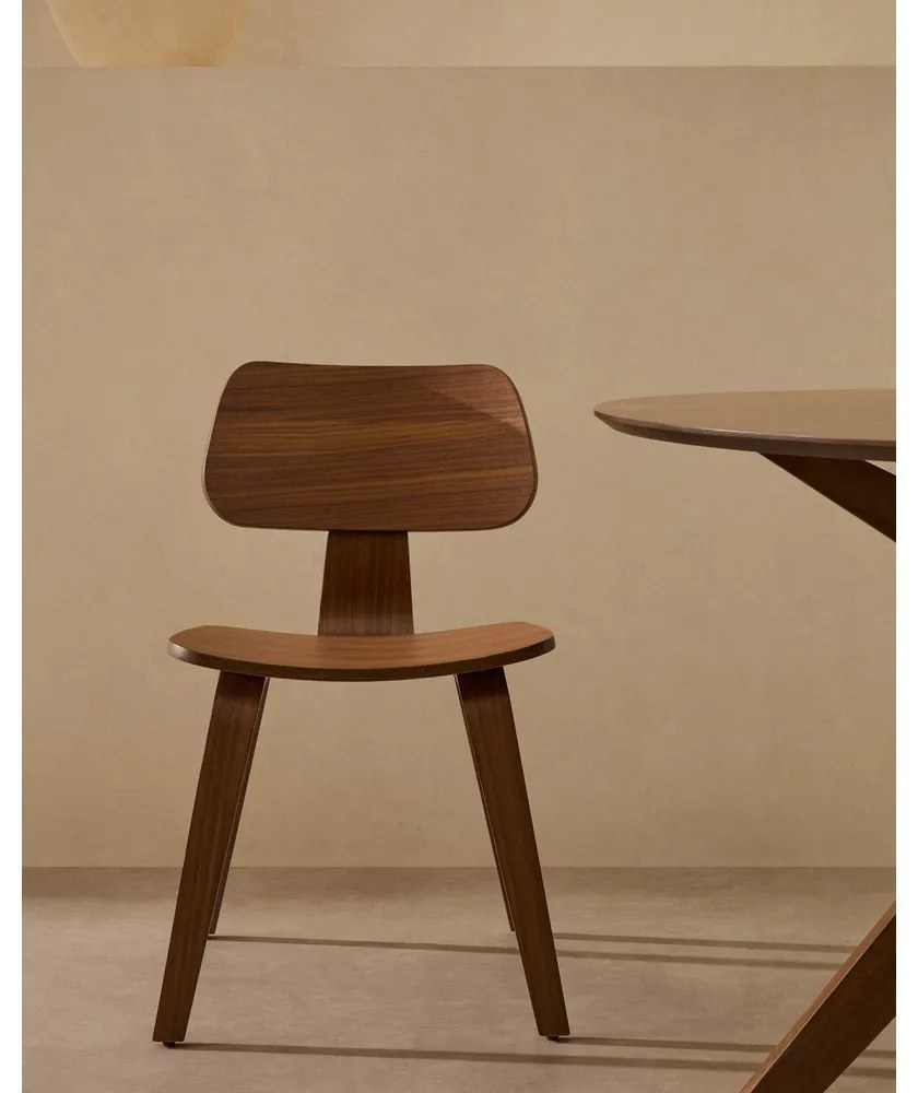 Sötétbarna étkezőszék diófa dekorral Gena – Kave Home