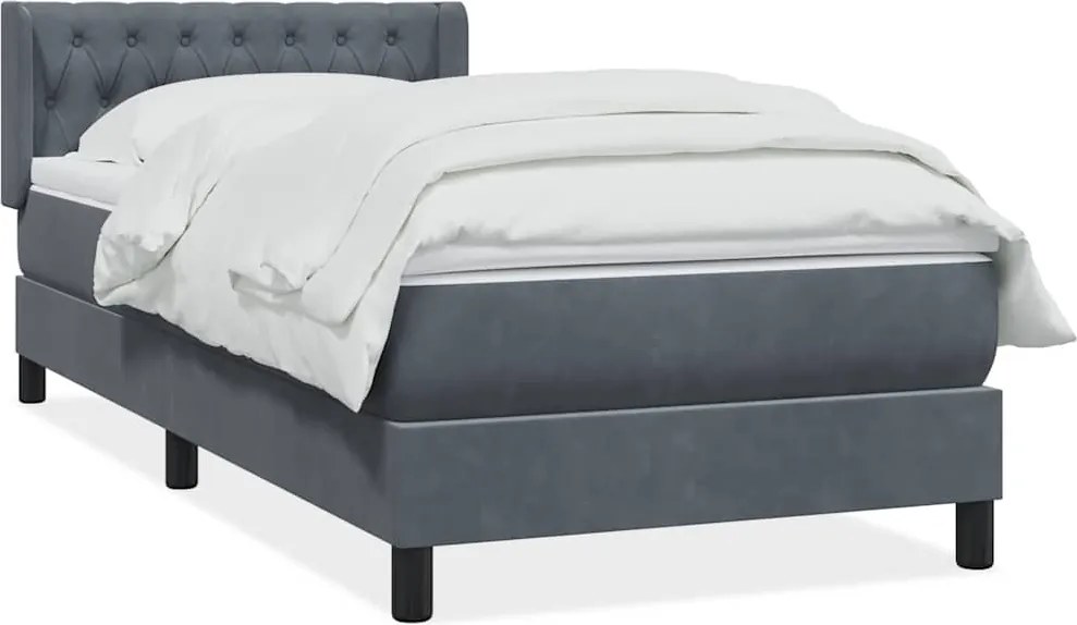 vidaXL sötétszürke bársony rugós ágy matraccal 90x210 cm