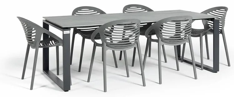 Joanna szürke 6 személyes kerti étkezőszett székekkel és Strong asztallal, 210 x 100 cm - Bonami Selection