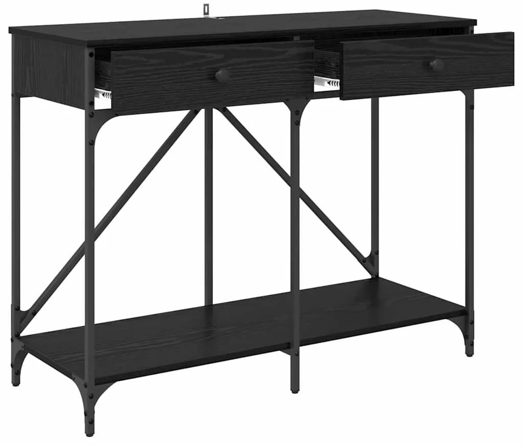 vidaXL Konzolasztal fiókkal Fekete tölgy 100 x 39 x 78,5 cm Faanyag