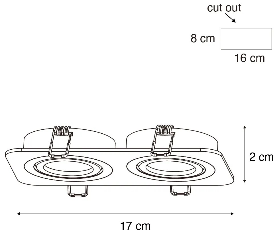 6 darabos, lekerekített, süllyesztett spotlámpa szett, fekete GU10 50mm, forgatható és dönthető, IP44 2-lámpás - Alberto