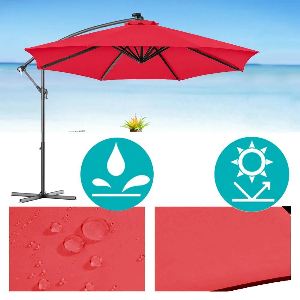 Függő napernyő 2,7 m, piros