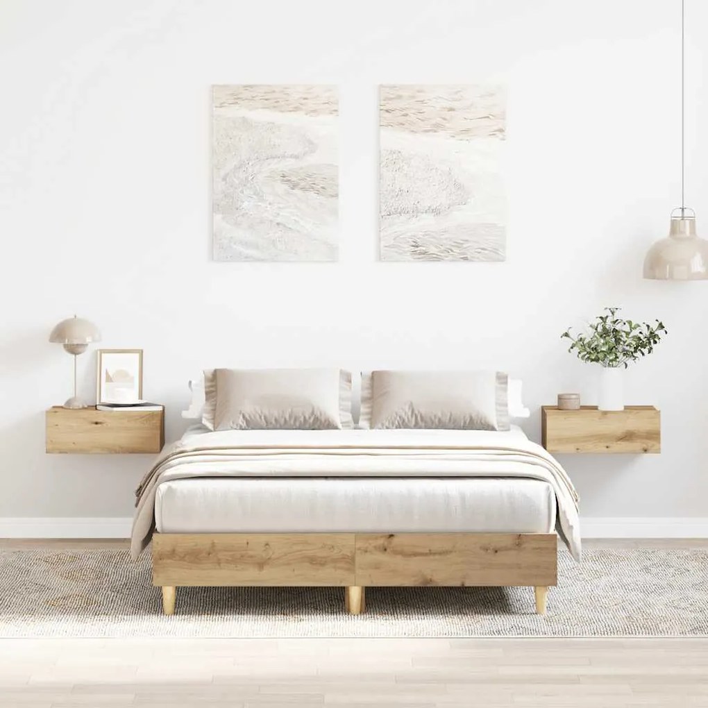 kézműves tölgy szerelt fa ágykeret matrac nélkül 140x190 cm