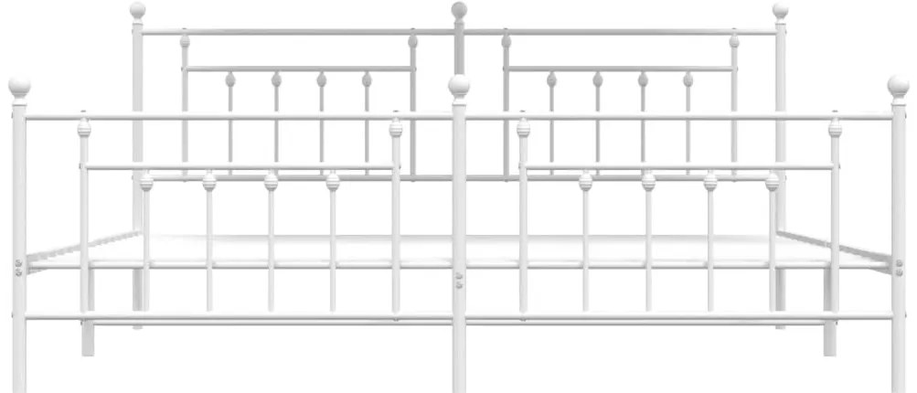 fehér fém ágykeret fej- és lábtámlával 200x200 cm