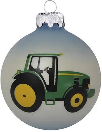 Traktor kék/fehér/kék 8cm - Karácsonyfadísz