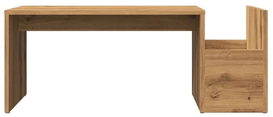 Kézműves tölgy színű szerelt fa dohányzóasztal 90 x 45 x 35 cm