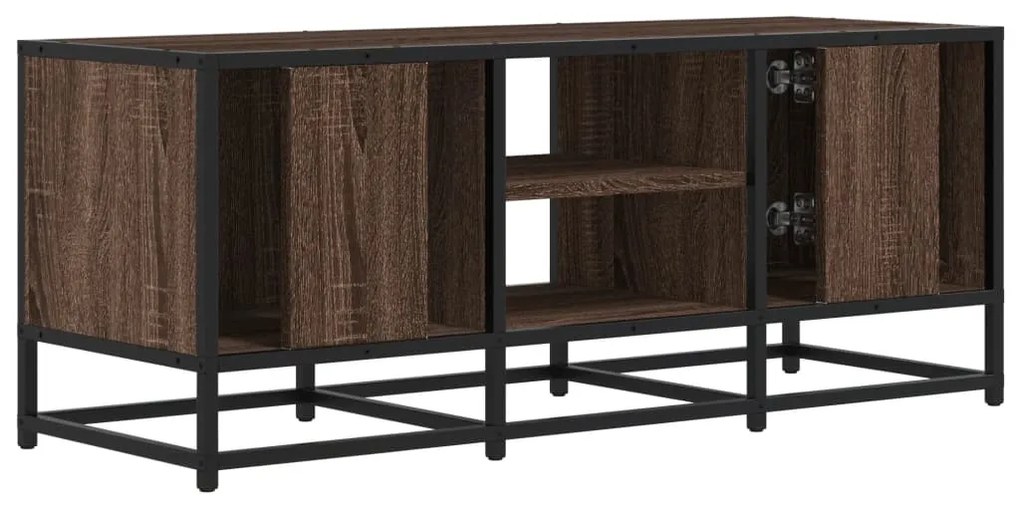 barna tölgy színű szerelt fa és fém TV-szekrény 100x35x41 cm