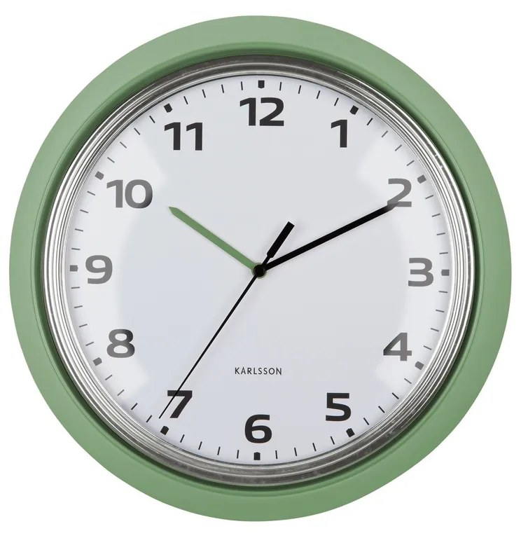 Karlsson 6006GR design falióra, zöld, átmérő 34 cm