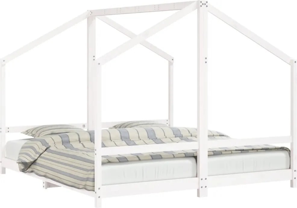 vidaXL fehér tömör fenyőfa gyerekágykeret 2 x (90 x 200) cm