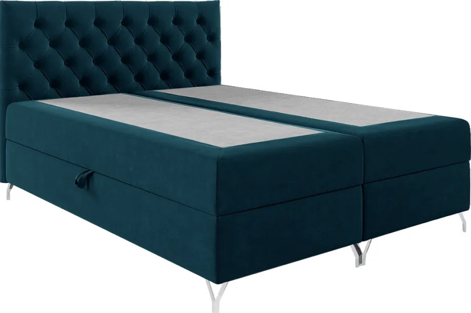 Boxspring ágy, 200x200, sötétkék Velvet szövet, GULIETTE + ajándék