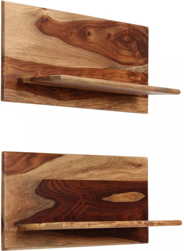 2 db tömör akácfából fali polc 58x26x20 cm