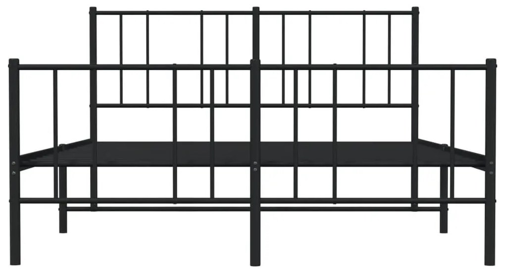 fekete fém ágykeret fej- és lábtámlával 120 x 200 cm