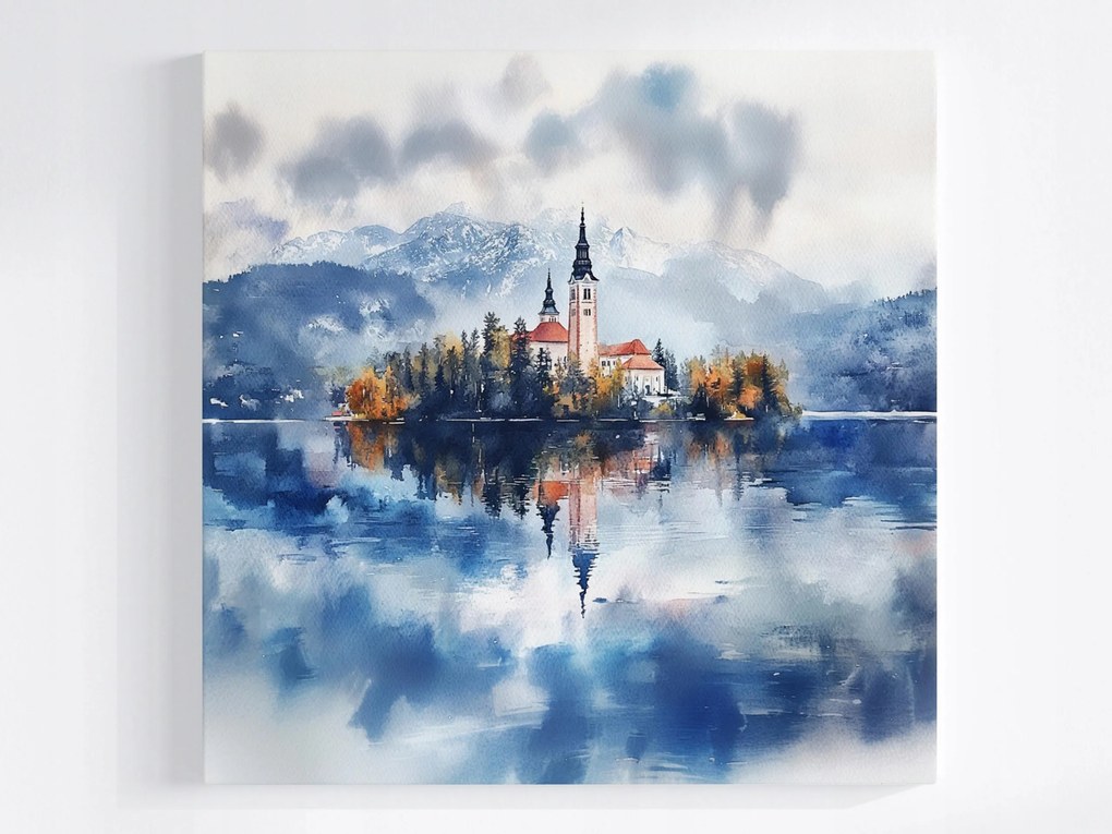 Poszter Tájkép Szlovénia Tó Hibás Sziget Templom 80x80