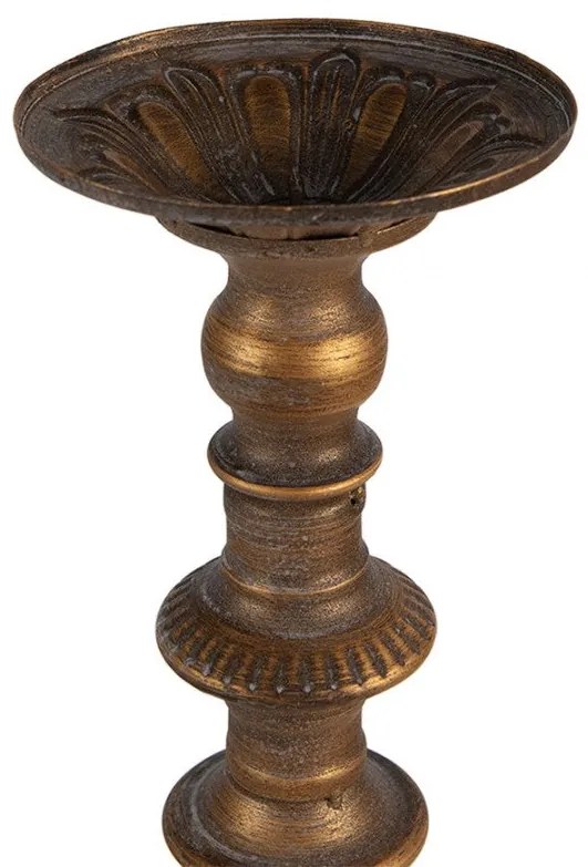 Vintage bronz színű fém gyertyatartó 15x43 cm
