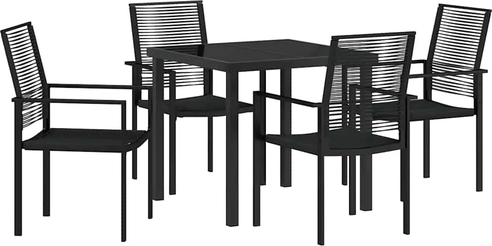 vidaXL Kert étkező szett 5 pcs Fekete Porszórt acél