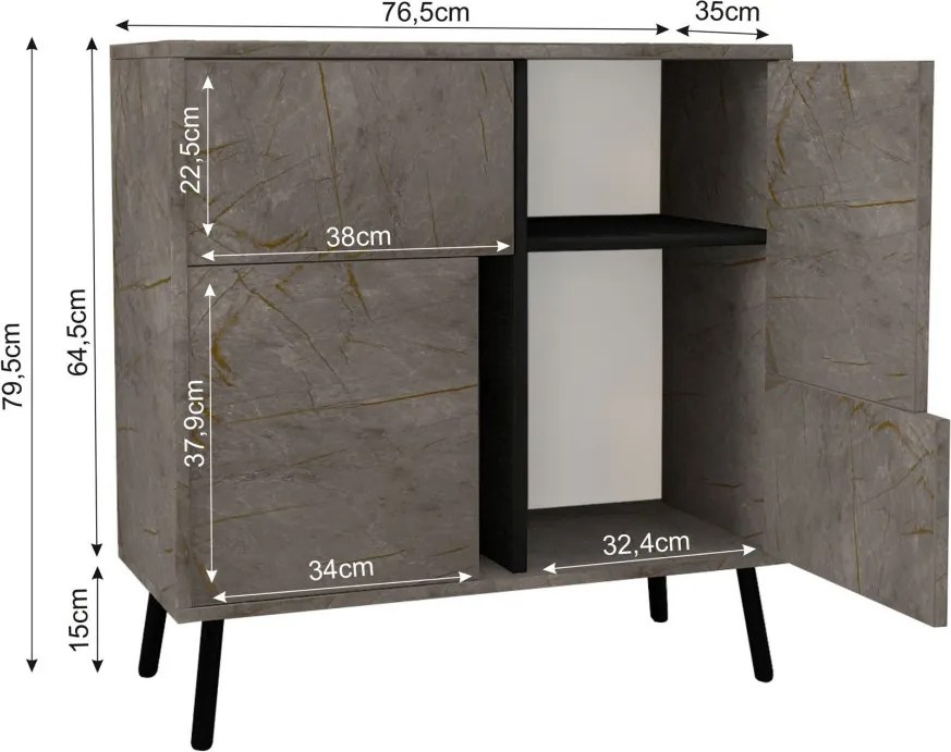 Darien - Gordion Marble, Black Wood